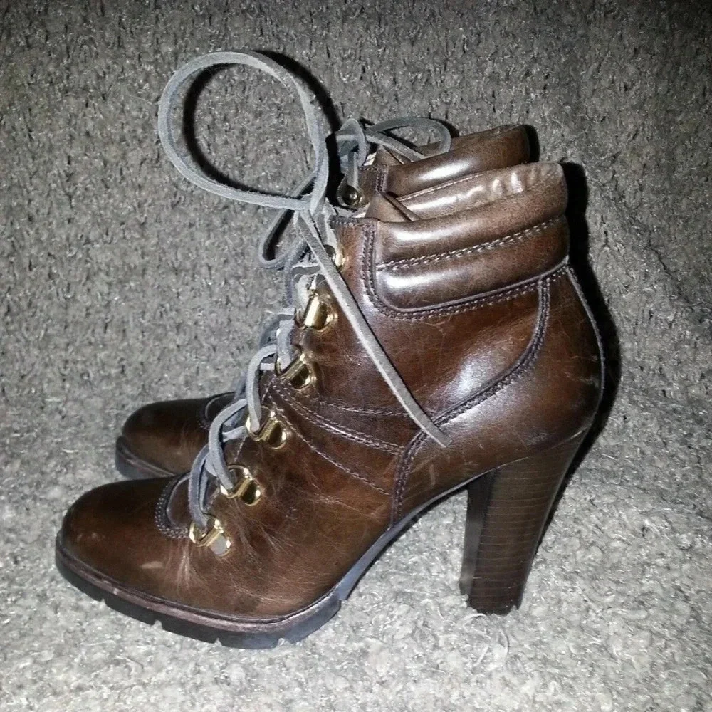 MICHAEL KORS-Winter War Lace Up Ankle Boots-Brown